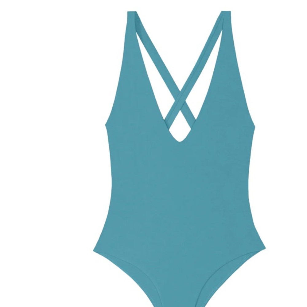 Mikoh Teal Blue Cross-Back One-Piece Swimsuit